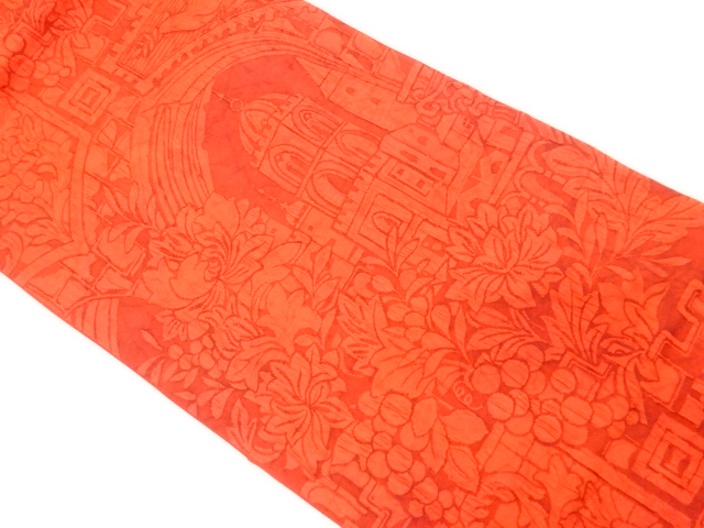 JAPANESE FUKURO OBI / WOVEN GRAPE ARABESQUE